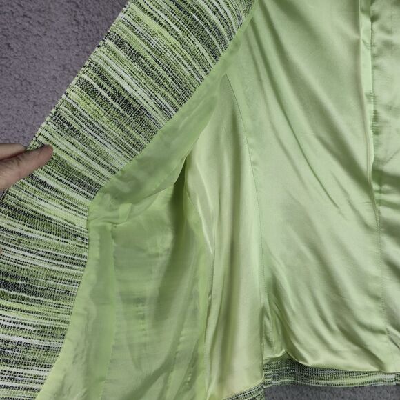 Kasper Blazer 12 Green Open Front Striped Lined Career Modern Textured Colorful - Picture 12 of 13
